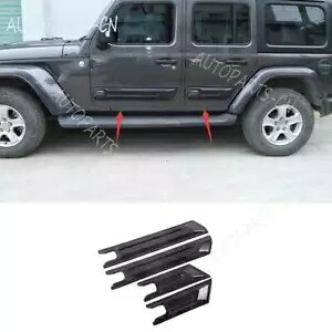 ジープラングラー JL 4DR 2018-2021 黒車体ドアサイドモールディング敷居ガード For Jeep Wrangler JL 4DR 2018-2021 Black Car Body Door Side Molding Sill Guard 【並行輸入品】