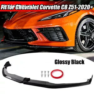2020-24 コルベット C8 Z51 STG 3 ウイングレットグロスブラックフロントバンパーリップスプリッター For 2020-24 Corvette C8 Z51 STG 3 Winglet Gloss Black Front Bumper Lip Splitter 【並行輸入品】