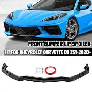2020-24 コルベット C8 Z51 STG 3 ウイングレット光沢のある黒フロントバンパーリップスプリッター For 2020-24 Corvette C8 Z51 STG 3 Winglet Glossy Black Front Bumper Lip Splitter 【並行輸入品】