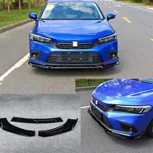 新しいホンダシビック 2022 ABS 光沢のある黒フロントバンパーリップボディキットスポイラー For New Honda Civic 2022 ABS Glossy Black Front Bumper Lip Body Kit Spoiler 【並行輸入品】