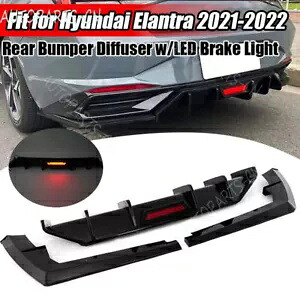 グロスブラックリアバンパーディフューザーリップスポイラー LED付き ヒュンダイエラントラ 2021-2024用 Gloss Black Rear Bumper Diffuser Lip Spoiler w/LED For Hyundai Elantra 2021-2024 【並行輸入品】|カスタムパーツ WORLD倉庫