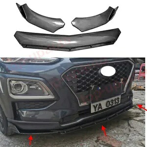 ヒュンダイコナ ABS カーボンファイバーフロントバンパーリップボディキットスポイラー 3 個 FOR Hyundai Kona ABS Carbon Fiber Front Bumper Lip Body Kit Spoiler 3PCS 【並行輸入品】｜カスタムパーツ WORLD倉庫