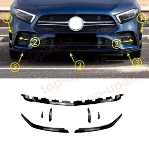 メルセデスベンツ A クラス 2019-2021 ABS ブラックフロントバンパーリップボディキットスポイラー For Mercedes-Benz A-Class 2019-2021 ABS Black Front Bumper Lip Body Kit Spoiler 【並行輸入品】