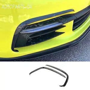 ポルシェパナメーラ 17-21 カーボンファイバーフロントバンパーリップディフューザースプリッターフィン For Porsche Panamera 17-21 Carbon Fiber Front Bumper Lip Diffuser Splitter Fins 【並行輸入品】