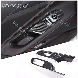 リアルカーボンファイバーウィンドウリフトスイッチパネルカバーコルベット C8 クーペ 2020-2023 Real Carbon Fiber Window Lift Switch Panel Cover For Corvette C8 Coupe 2020-2023 【並行輸入品】