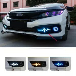 ホンダ シビック 2019-2021 グロスブラック LED DRL デイランニングライト トリカラー 2 個 For Honda Civic 2019-2021 Gloss Black Led DRL Day Running Light Tri-Color 2pcs 【並行輸入品】