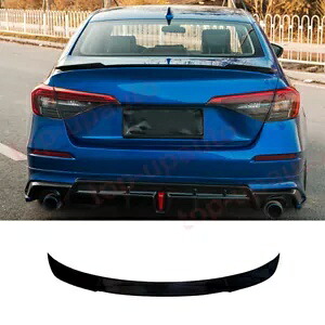 ホンダ シビック 2022-2023 光沢のある黒 ABS MC リアテールトランクスポイラーウイングリップ For Honda Civic 2022-2023 Glossy black ABS MC Rear Tail Trunk Spoiler Wing Lip 【並行輸入品】