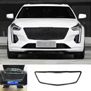 キャデラック CT6 2019-2020 カーボンファイバーフロントグリルグリルフレームカバートリム 1 セット For Cadillac CT6 2019-2020 Carbon Fiber Front Grille Grill Frame Cover Trim 1Set 【並行輸入品】