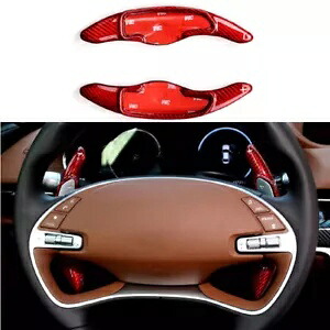 リアルレッドカーボンパドルシフトエクステンショントリム ヒュンダイジェネシス G80 2021-2024用 Real Red Carbon Paddle Shift Extension Trim For Hyundai Genesis G80 2021-2024 【並行輸入品】｜カスタムパーツ WORLD倉庫