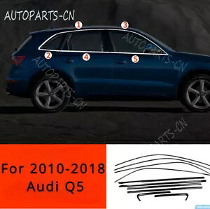 2010-18 アウディ Q5 グロスブラックステンレス鋼窓フレーム成形トリムストリップ For 2010-18 Audi Q5 Gloss Black Stainless Steel Window Frame Molding Trim Strip 【並行輸入品】