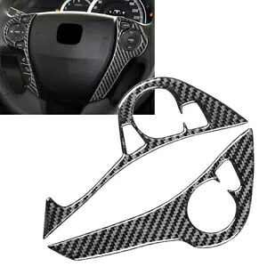 2x カーボンファイバーステアリングホイールボタンカバーホンダアコード 2013-2017 ブラック 2x Carbon Fiber Steering Wheel Button Cover For Honda Accord 2013-2017 Black 【並行輸入品】
