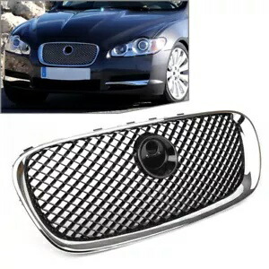 フロントバンパーグリルグリル ジャガー X250 XF XFR XFRS 2008-2011 クロームブラック用 Front Bumper Grille Grill Fit for Jaguar X250 XF XFR XFRS 2008-2011 Chrome Black 【並行輸入品】