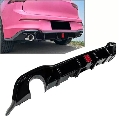 リアバンパーリップスプリッタースポイラー LED ライト VW ゴルフ 8 GTI R ライン 2021-2023 Rear Bumper Lip Splitter Spoiler LED Light For VW Golf 8 GTI R-line 2021-2023 【並行輸入品】