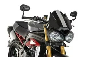 2016 Puig Sport Triumph Speed Triple 1050/S/R/Rs ブラック フロントガラス -- 2016 Puig Sport Triumph Speed Triple 1050/S/R/Rs Black Windshield -- 【並行輸入品】｜カスタムパーツ WORLD倉庫