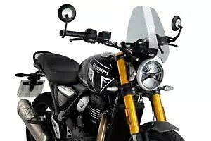 Puig スポーツスクリーン フロントガラス L/スモーク トライアンフ スピード 400/スクランブラー 400×24～25 Puig Sport Screen Windshield L / Smoke Triumph Speed 400/Scrambler 400 X 24 - 25 【並行輸入品】