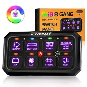 AUXBEAM XL RGB 8 ギャングスイッチパネル LED ライトバー電子リレーシステム 12/24V AUXBEAM XL RGB 8 Gang Switch Panel Led Light Bar Electronic Relay System 12/24V 【並行輸入品】
