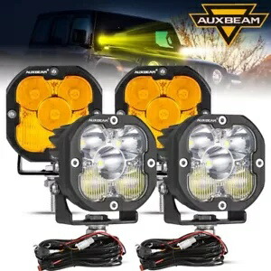 AUXBEAM 4x 3インチ LED ワークライトバーポッド ホワイト&イエロー オフロード ATV ドライビングランプ AUXBEAM 4x 3\