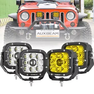 AUXBEAM 4x5インチ LED ワークライト ホワイト/アンバー スポットポッド オフロードフォグトラック SUV 4WD ATV AUXBEAM 4x5\