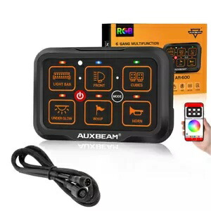 AUXBEAM RGB 6 ギャングスイッチパネル電子 Realy コントロールボックス (4 ピンケーブルライン付き) AUXBEAM RGB 6 Gang Switch Panel Electrionic Realy Control Box w/ 4pin Cable Line 【並行輸入品】
