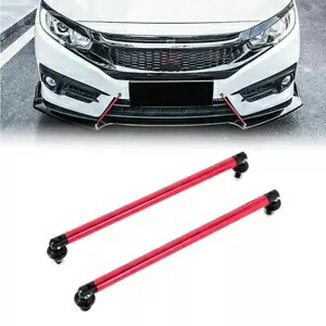調整可能なレッド 8 インチ-11 インチ フロントバンパー リップ スプリッター ロッド ストラット タイバー サポート Adjustable Red 8\'\'-11\'\' Front Bumper Lip Splitter Rod Strut Tie Bars Support 【並行輸入品】