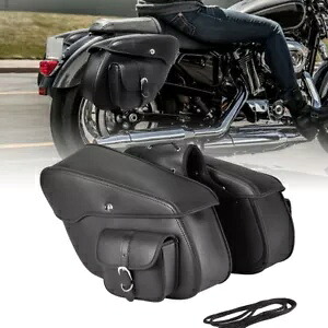 2x オートバイサイドサドルバッグ PU レザーサドルバッグスクーターバイクパニア 2x Motorcycle Side Saddle Bags PU Leather Saddlebags Scooters Motorbike Panniers 【並行輸入品】