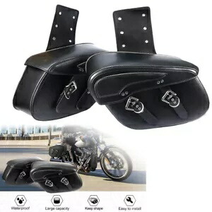 ペア防水オートバイサドルバッグサドルパニアリアサイドバッグブラック Pair Waterproof Motorcycle Saddlebags Saddle Panniers Rear Side Bags Black 【並行輸入品】
