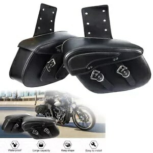 ハーレーファットボーイヘリテージソフテイル用ブラックオートバイサイドサドルバッグ荷物 Black Motorcycle Side Saddle Bags Luggage For Harley Fatboy Heritage Softail 【並行輸入品】