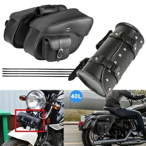 オートバイサイドサドルバッグ + ツールバッグハーレースポーツスター 1200 883 ソフテイルデュース用 Motorcycle Side Saddle Bags+Tool Bag For Harley Sportster 1200 883 Softail Deuce 【並行輸入品】