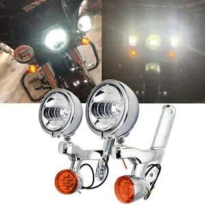 ウインカー LED スポットフォグランプブラケットハーレーストリートエレクトラグライド 1994-13 Turn Signals LED Spot Fog Lights Bracket For Harley Street Electra Glide 1994-13 【並行輸入品】