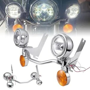 4.5インチ LEDパッシングライト ターンシグナルブラケットキット ハーレーロードキング EFI FLHRI用 4.5" LED Passing Lights Turn Signal Bracket Kit For Harley Road King EFI FLHRI 【並行輸入品】｜カスタムパーツ WORLD倉庫