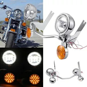 4.5インチ LED パッシングターンシグナルライト ブラケットバーキット ハーレーロードキングクラシック用 4.5" LED Passing Turn Signal Lights Bracket Bar Kit For Harley Road King Classic 【並行輸入品】|カスタムパーツ WORLD倉庫
