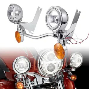 4.5インチ LED パッシングターンシグナルライト ブラケットバーキット ハーレーロードキングクラシック用 4.5" LED Passing Turn Signal Lights Bracket Bar Kit For Harley Road King Classic 【並行輸入品】|カスタムパーツ WORLD倉庫
