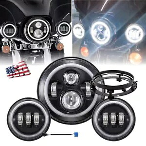 7インチ LED ヘッドライト & パッシングライト ハーレー ツーリング スポーツスター XL1200 883 ブラック用 7\
