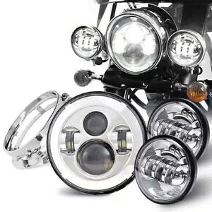 オートバイ 7 インチ LED ヘッドライト & 4.5 インチ パッシング ライト ハーレー ツーリング ロードキング用 Motorcycle 7\
