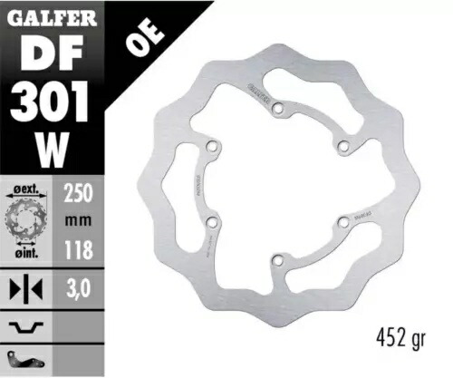 Galfer フロント ブレーキ ディスク ウェーブ固定 250x3mm ヤマハ YZ 250 F、WR F 4T 2003 - 2006 Galfer Front Brake Disc WAVE FIXED 250x3mm YAMAHA YZ 250 F, WR F 4T 2003 - 2006 【並行輸入品】