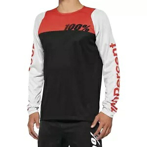 100% メンズ R コア長袖ジャージ ブラック/レッド、ミディアム 40005-00001 100% Men's R-Core Long Sleeve Jersey Black/Red, Medium 40005-00001 【並行輸入品】