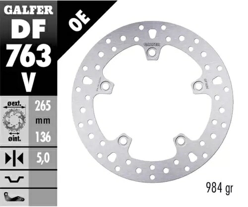 Galfer リア ブレーキ ディスク ラウンド固定 265x5mm BMW F 800 R 2015 Galfer Rear Brake Disc ROUND FIXED 265x5mm BMW F 800 R 2015 【並行輸入品】