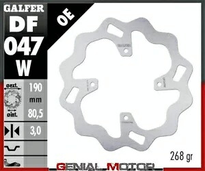 Galfer リア ブレーキ ディスク ウェーブ固定 190x3mm ホンダ CR 80 R 1990-1996 Galfer Rear Brake Disc WAVE FIXED 190x3mm HONDA CR 80 R 1990-1996 【並行輸入品】