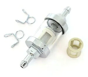 ユニバーサルオートバイクリアガラス&金属燃料フィルター - 1/4インチ - ガスガソリンスクリーン Universal Motorcycle Clear Glass & Metal Fuel Filter - 1/4\\\