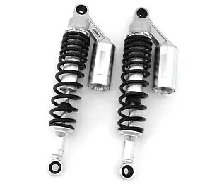 シルバー & ブラック リモート リザーバー ショック - Eye To Eye - 340mm 350mm スズキ用 Silver & Black Remote Reservoir Shocks - Eye To Eye - 340mm 350mm for Suzuki 【並行輸入品】