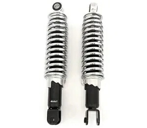 Emgo ブラック、クローム スプリング ショーティー ショック付き - アイからクレビスまで - 290mm (11.4 インチ) Emgo Black With Chrome Spring Shorty Shocks - Eye to Clevis - 290mm (11.4\