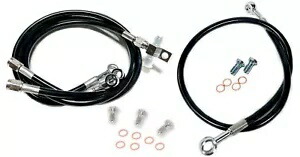 流線型スチール編組ブレーキライン ブラック +2インチ フロント +10インチ リア ヤマハ YFZ450 Streamline Steel Braided Brake Lines Black +2\