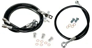 流線型スチール編組ブレーキライン ブラック +3インチ フロント +8インチ リア ヤマハ YFZ450 Streamline Steel Braided Brake Lines Black +3\