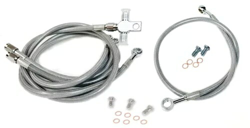 流線型スチール編組ブレーキライン クリア +1インチ フロント +2インチ リア ヤマハ ラプター 700 Streamline Steel Braided Brake Lines Clear +1\