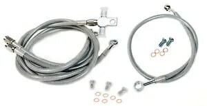 流線型スチール編組ブレーキライン クリア +1インチ フロント +14インチ リア Honda TRX 250R Streamline Steel Braided Brake Lines Clear +1\