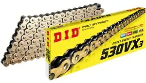 DID D.I.D 530 VX3 プロストリート Xリング バイクチェーン ゴールド 120リンク DID D.I.D 530 VX3 Pro Street X-Ring Motorcycle Chain - Gold - 120 Links 【並行輸入品】｜カスタムパーツ WORLD倉庫