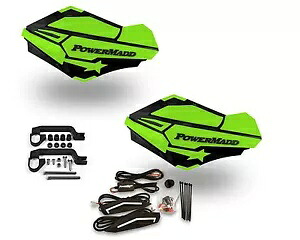 Powermadd Sentinel LED ハンドガード ガード ブラック / グリーン マウント キット すべてのスポーツ ATV Powermadd Sentinel LED Handguards Guards Black / Green Mount Kit All Sport ATV's 【並行輸入品】