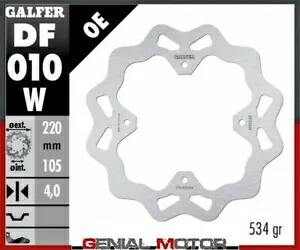 Galfer リアブレーキディスク ウェーブ固定 220x4mm ホンダ NX 650 ドミネーター 1993-1996 Galfer Rear Brake Disc WAVE FIXED 220x4mm HONDA NX 650 DOMINATOR 1993-1996 【並行輸入品】
