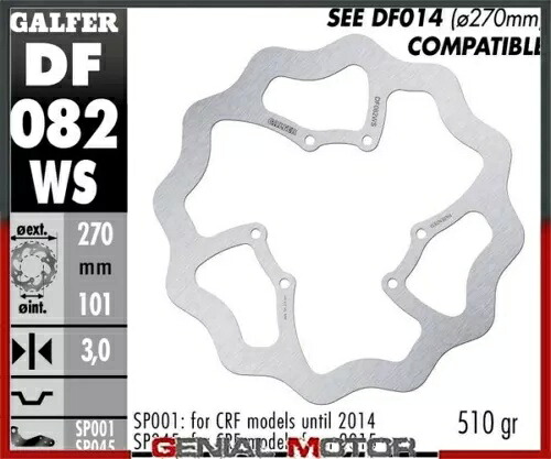 Galfer ブレーキディスク フロント ウェーブ 固定 オーバーサイズ 270 x3 mm ホンダ CRF 450 RS 2015- Galfer brake discs front wave fixed oversize 270 x3 mm Honda CRF 450 RS 2015- 【並行輸入品】
