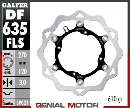 Galfer フロント ブレーキディスク ウェーブ フロート オーバーサイズ (スチール)270x3mm ハスクバーナ 125 SM S 2000 Galfer Front BrakeDisc WAVE FLOAT OVERSIZE(STEEL)270x3mm HUSQVARNA 125 SM S 2000 【並行輸入品】